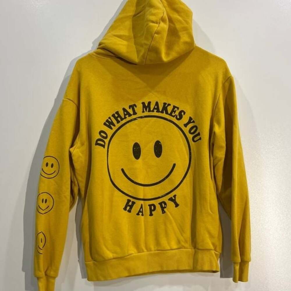 Yellow Happy Hoodie Unisex